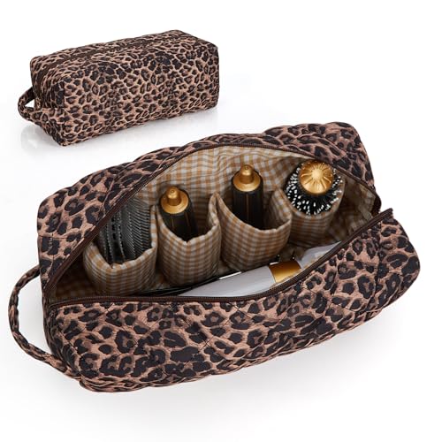 Leopard Print Hair Tool Travel Bag with Handle for Dyson Airwrap