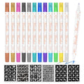 JimKing 12-Color Temporary Tattoo Markers with 6 Stencils