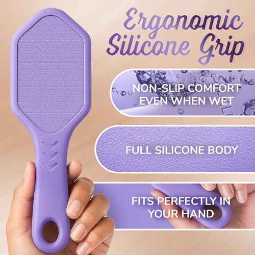 Silicone Foot Callus Remover - Nano Glass Foot File for Dead Skin and Cracked Heels - Callus Remover for Feet & Hard Skin - Ergonomic Foot Scrubber & Exfoliator for Soft, Smooth Feet - Purple