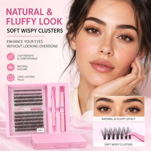 Natural Lash Clusters Kit 120Pcs | CC-Curly 8-16MM Clear Band