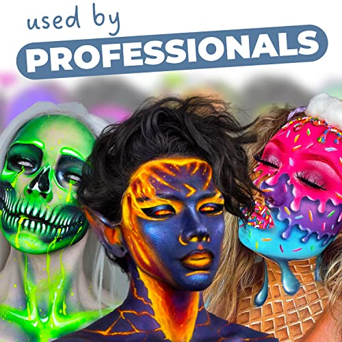 Blue Squid PRO Face Paint - Classic Black and White (30gm), 12 Brushes, Professional Water Based Single Cake Face & Body Paint Makeup Supplies for Adults Kids Halloween Facepaint