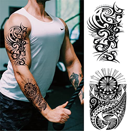 Tribal Totem Temporary Tattoo for Men - 8 Sheet Set