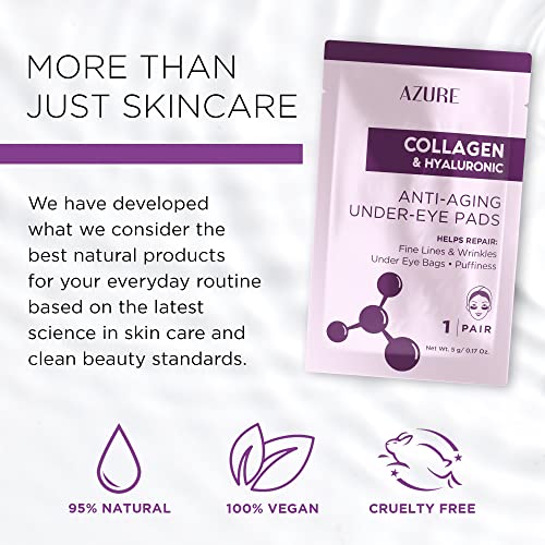 Azure Cosmetics Collagen & Hyaluronic Acid Anti Aging Under Eye Pads - Lifting & Moisturizing Eye Mask Patches - Reduces Fine Lines, Wrinkles, Dark Circles & Puffiness - Made in Korea - 5 Pairs