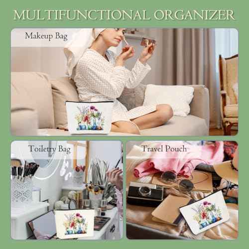 Science Teacher Gifts Floral Makeup Bag Chemistry Gifts Cosmetic Bag for Christmas Thanksgiving Birthday Appreciation Friendship Gifts Science Gifts for Women Friend Sister Coworker Toiletry Bag