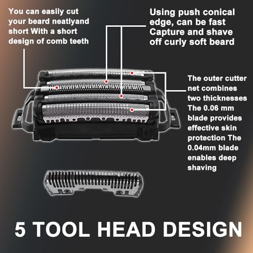2 Packs Men's Electric Shaver Replacement Blades and Foil for Pa-nasonic ARC5 5-Blade Shavers, Compatible with WES9032P ES9032 ES9034 ES9036 ES9038 ES-LV61, ES-LV65, ES-LV67, ES-LV95, ES-LV97