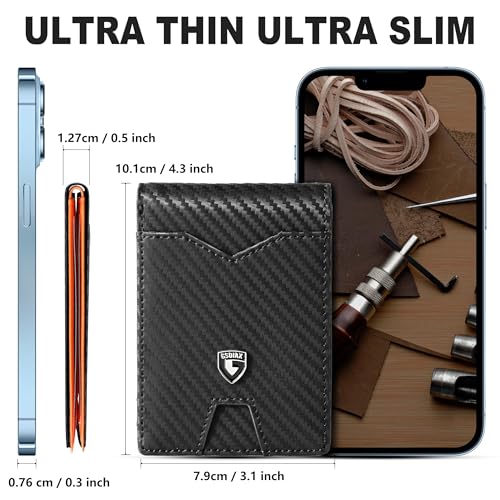 GSOIAX Slim RFID Blocking Leather Bifold Wallet for Men