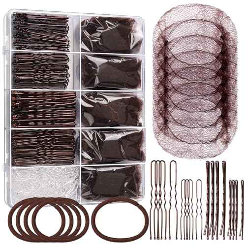 YGDZ Dance Hair Accessories Kit, Ballet Dance Stuff, Hair Nets for Buns, Bobby Pins Brown, Clear Elastic Hair Ties, Dance Competition Must Haves for Ballet Girls Women£¬Brown