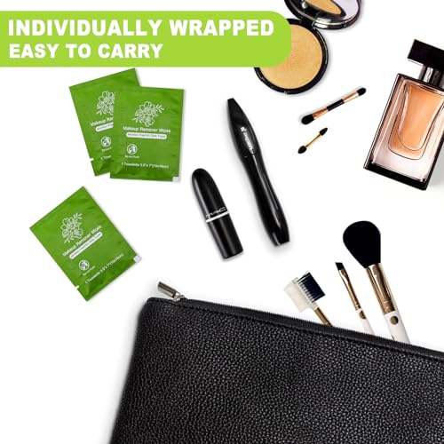 Makeup Remover Wipes Bulk Individually Wrapped,Travel Makeup Wipes Individual Makeup Remover Wipes Bulk Gentle Cleansing Makeup Remover Wipes for Face Cleansing Mascara Lipstick Travel (50, Aloe Vera)