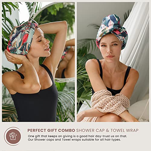 Reusable Waterproof Shower Cap Women | Leakproof Silicone Band