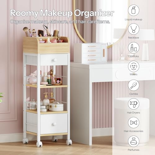 HOOBRO Mobile Makeup Organizer Cart with Fabric Drawers