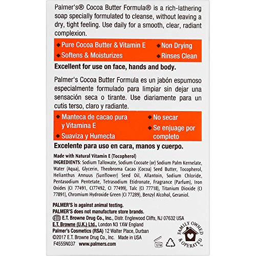 Palmer's Cocoa Butter Formula with Vitamin E, Daily Skin Therapy Cream Soap 3.5 oz (Pack of 6)