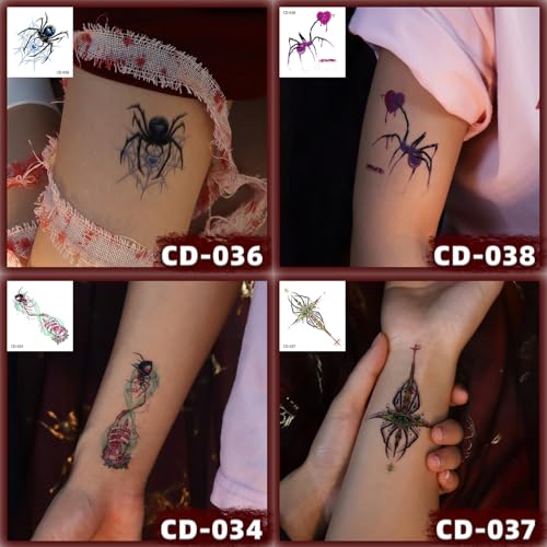 16 Sheet Halloween Temporary Tattoos - 3x3.2in Creepy Designs