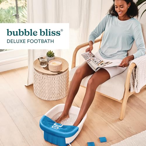 HoMedics Bubble Bliss Deluxe Foot Spa with Heat Massaging Arch, 3 Acupressure Attachments, Splash Guard, Raised Nodes Creates Bubbles, Improves Circulation, Soothe Tired Muscles