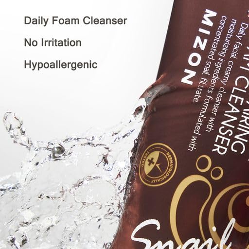 MIZON Snail Repairing Foam Cleanser, Korean Snail Face Wash, Mild and Soft Face Cleanser for Pores and Blackheads, Moisturizing Formula with Snail Filtrate and Soft Bubbles 2.02 fl oz.