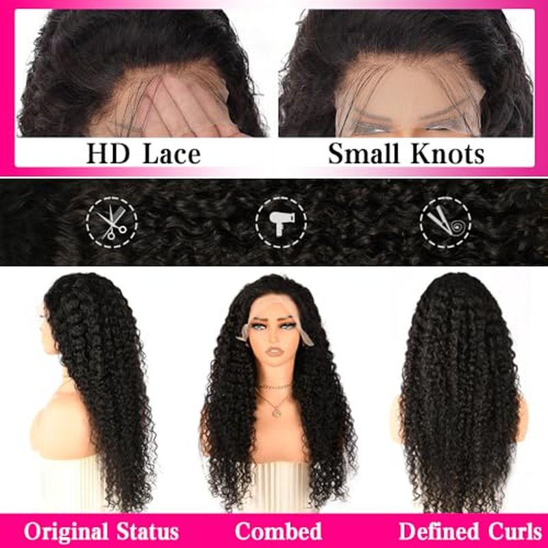 13x6 Deep Wave Lace Front Wig - 30" Human Hair, 200 Density