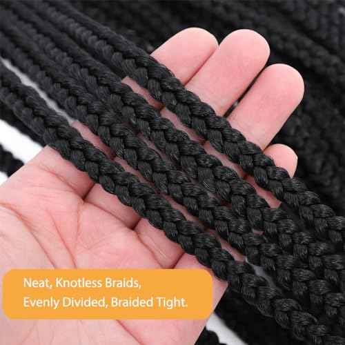 Crochet Box Braids 14 Inch 6 Packs 144 Strands Goddess Box Braids Crochet Hair Pre looped Crochet Hair for Black Women (14 Inch 1B)