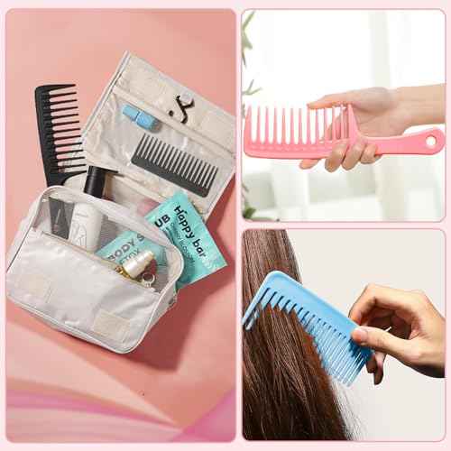 2PCS Wide Tooth Comb for Curly - Large Hair Detangling Comb,Styling Comb for Wet Dry Hair,Hair Care Comb for Women Men,Shampoo Shower Comb (Pink)