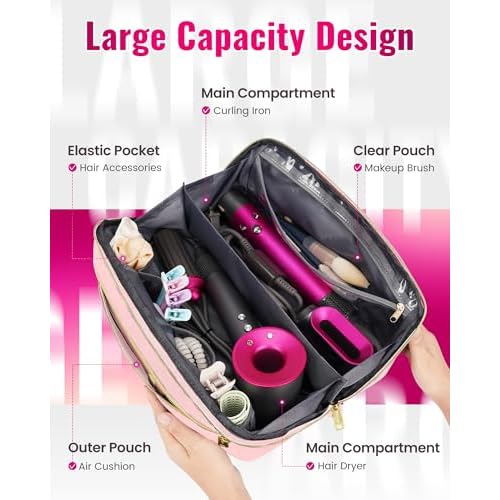 Mancro Hot Hair Tools Travel Bag with Separate Heat Resistant Mat, Large Capacity Wide-open Pouch, Hair Accessories Organizer for Flat Irons, Straighteners, Curling Iron,Travel Essentials for Women