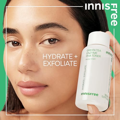 innisfree Green Tea Enzyme PHA Toner with Hyaluronic Acid and Green Tea, Hydrating Korean Toner for Glowing Skin