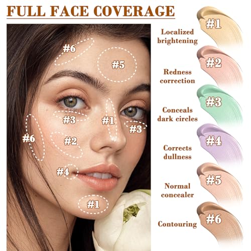 PPPanYiDi 6-Color Correcting Concealer Palette with Brush – Waterproof Full Coverage Makeup Kit #01