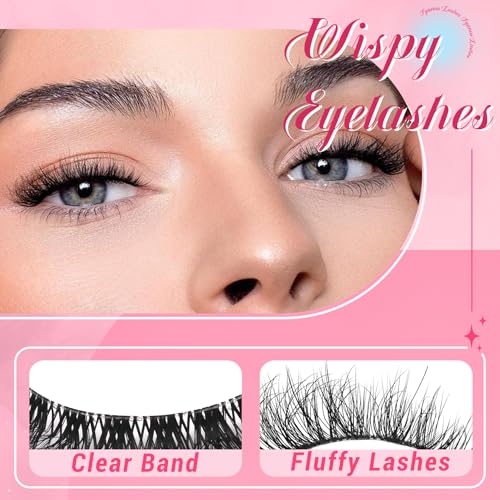 Cat Eye Wispy False Lashes 5-14mm Natural Look D Curl 8 Pairs
