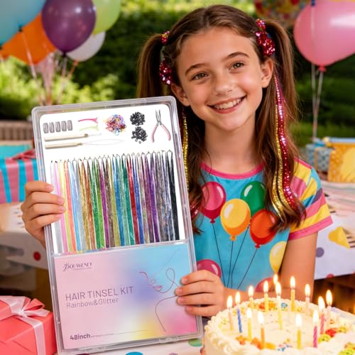 Hair Tinsel Kit 20 Colors - Heat Resistant Extensions 48 Inch