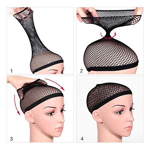 6 Pieces Hair Net Elastic Wig Caps with Wig Cap Open End Mesh Net Wig Cap Mesh Net Wig Cap Stretchy Open End Wig Caps for Making Wigs Ventilated Wig Cap for Women(Nude)