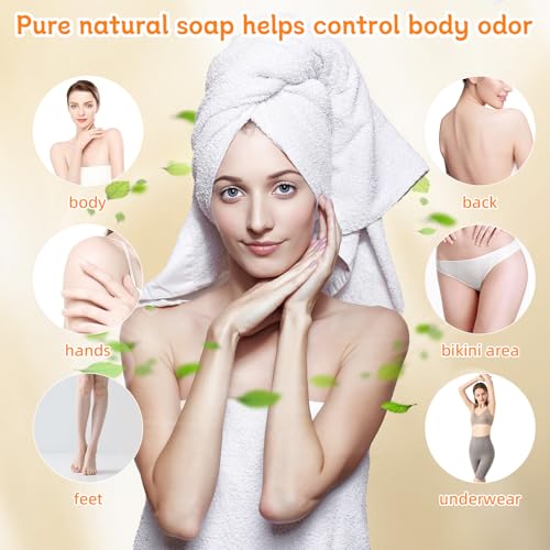 3PCS Lemon Turmeric Kojic Soap + 3 Bubble Nets | Organic Face & Body Bar | Cleansing & Exfoliating | All Skin Types