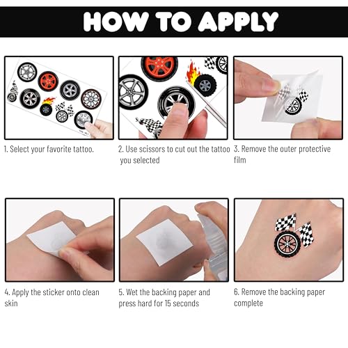 100 PCS Racing Checkered Flag Temporary Tattoos - Party Favors
