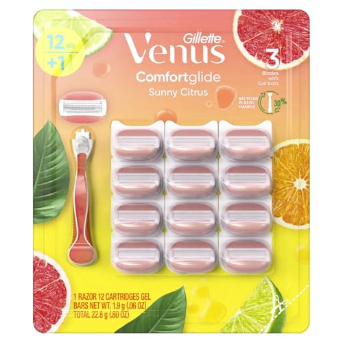 Gillette Venus Comfort Glide Sunny Citrus Women's Razor Plus 12 Blade Refills