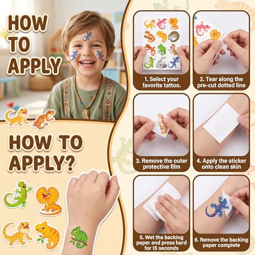 96 Lizard Temporary Tattoos for Kids | Vibrant Designs