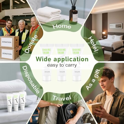 50 Shaving Cream Bulk Travel 10ml/0.35fl oz,Disposable Shaving Cream in Bulk Travel Shave Cream for Hotel Homeless,White Tea