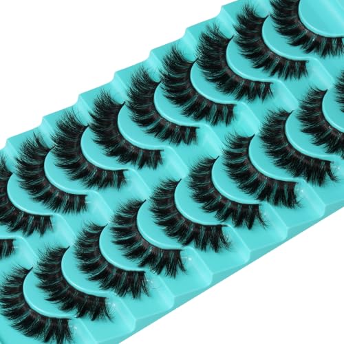 APCYUST Volume Mink False Eyelashes 6-14mm Cat Eye Style 10 Pairs – Wispy, Natural Look, Reusable