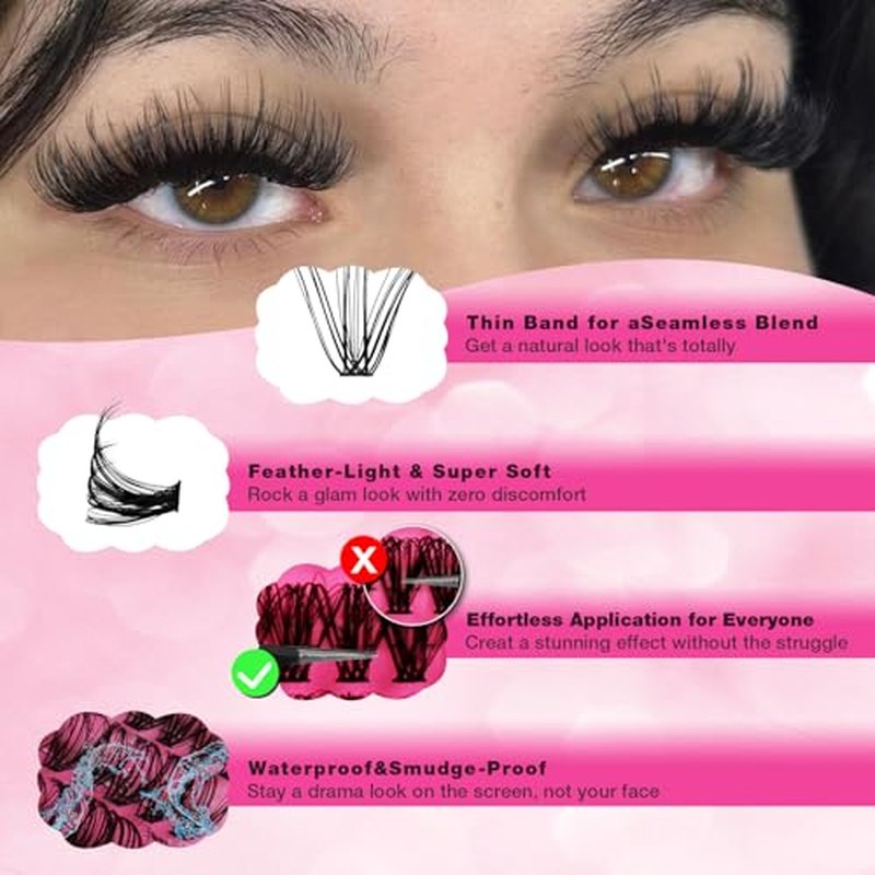 560pcs Lash Clusters Kit with Bond & Seal, 9-16mm Natural Volume