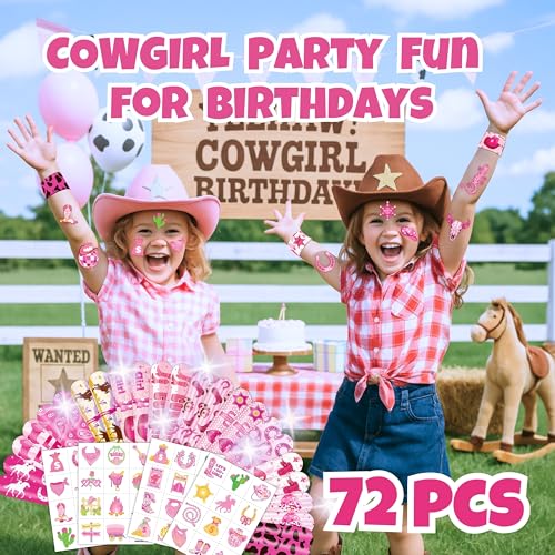 Western Cowgirl Party Set - 72 Pieces Tattoos & Slap Bracelets