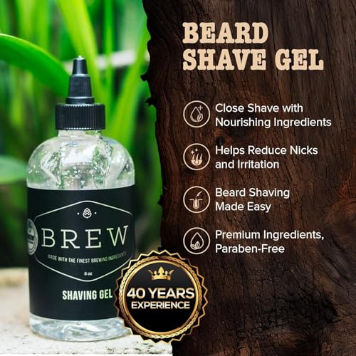 Beard Shave Gel ? Clear Shaving Gel for Beards ? Nutrient-Rich Formula ? Provides Smooth Shave ? Premium Ingredients ? Hops, Barley, Yeast ? 8 oz.