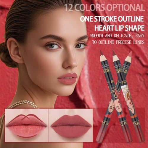 12PCS Lip Liner Pencils Set Pack for Shaping & Sculpting Lips, Modifieddark Lip Color Lipsticks,Long-Lasting Waterproof Lipsticks. (03, Color)