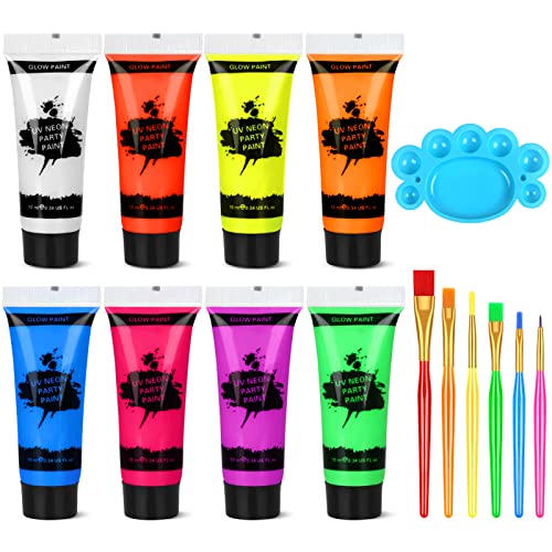 Blacklight Neon Body Paint Set, 8 Tubes Glow in Dark