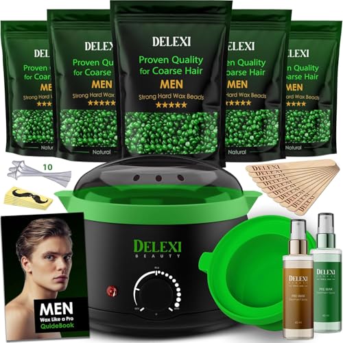 Men¡¯s Waxing Kit for Coarse Back & Chest Hair ? New Heavy-Duty Edition ? Home Waxing System for Couples & Male Grooming ? Includes Analog Warmer & Precision Tools for Beard & Brows