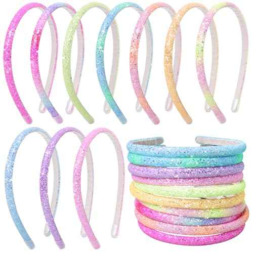 Fishdown Glitter Headband for Girls Women Sparkle Headband Accessory Set of 10