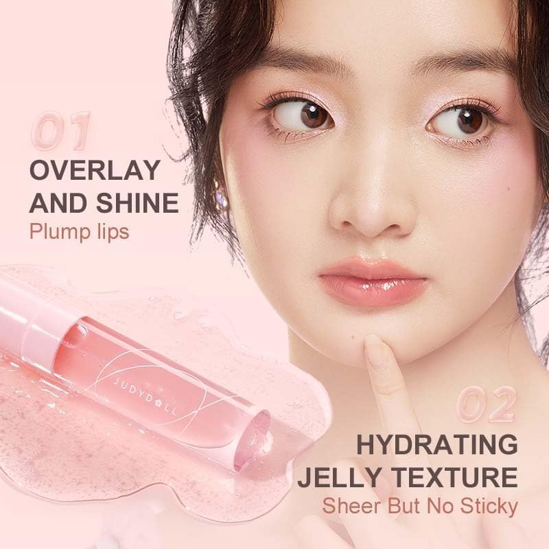 Peach Honey Lip Oil Gloss with Jojoba Oil - Hydrating Jelly Texture