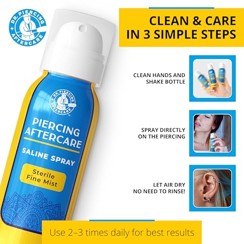Sterile Saline Spray for Piercings - Gentle Mist Cleaner 4 oz