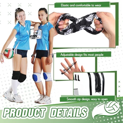 Meanplan 60 Pcs Volleyball Party Favors Volleyball Team Gifts for Players with 12 Set Bracelets Keychains Makeup Bag Mini Brush with Mirror Hair Scrunchies for Sport Party Supplies