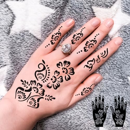Henna Tattoo Stencils Kit, 24 Sheets Mehndi Temporary Tattoo Templates