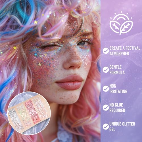 Red White Blue Glitter Stick for Face & Body
