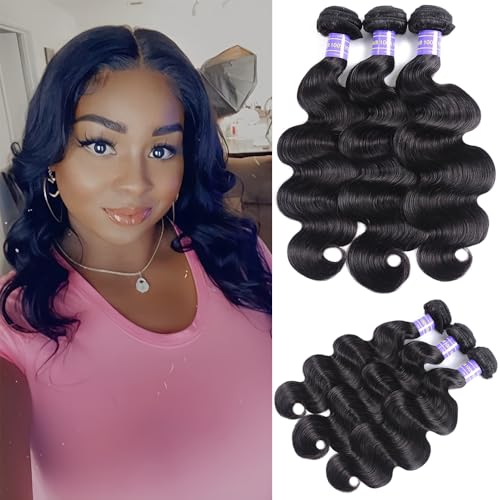 12A Human Hair Bundles 14 14 14 Inch Body Wave Bundles Human Hair Extensions 300g Unprocessed Brazilian Virgin Body Wave 3 Pieces Deals Brazilian Quick Weave Natural Black Wavy Extensions
