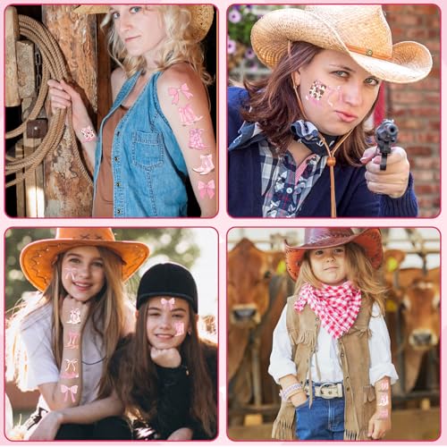 Cowgirl Boots and Bows Temporary Tattoos - 12 Sheet Party Favors