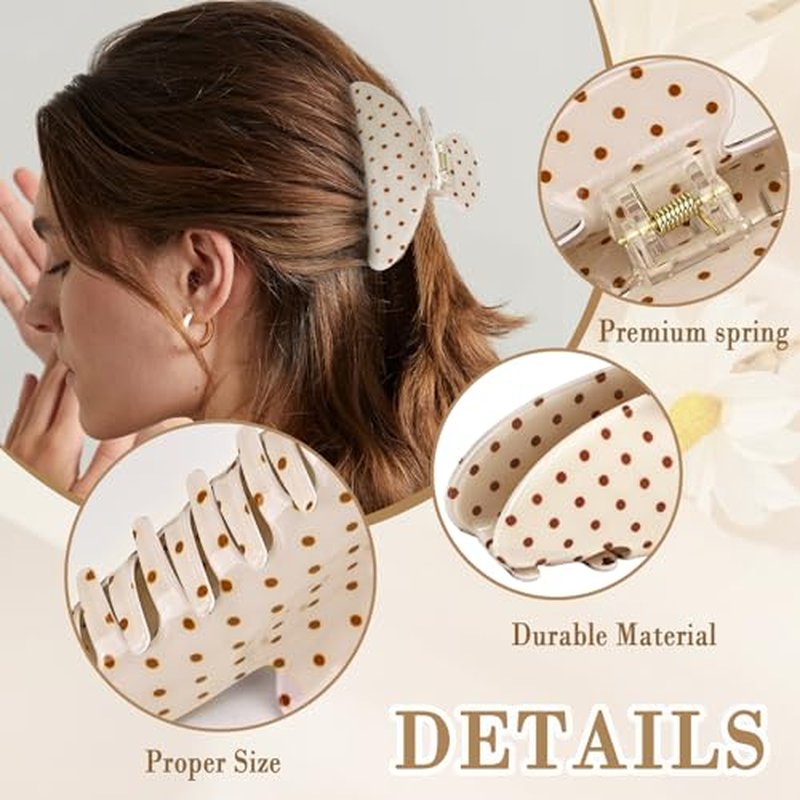 Polka Dot Hair Claw Clip - Medium Acrylic Non-Slip Clip