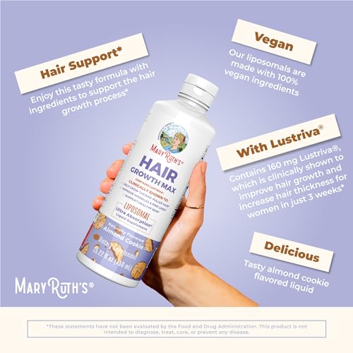 MaryRuth's Women's Hair Growth MAX Liposomal | with Lustriva® + Biotin 10000mcg + Pumpkin Seed Oil| Thicker Hair | Hair Care | Wrinkles, Fine Lines, Skin Care | Ages 18+ | 15.22 Fl Oz