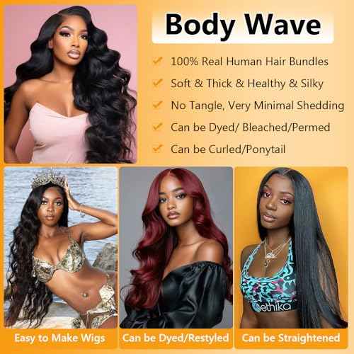 QTHAIR 16A Body Wave Brazilian Virgin Human Hair 18" 20" 22" 300g Natural Color 100% Unprocessed Brazilian Body Wave Hair Bundles Brazilian Virgin Hair for All Women